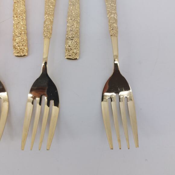 National Stainless Japan Salad Fork Gold Set of 10 Hollywood Regency - Picture 7 of 15